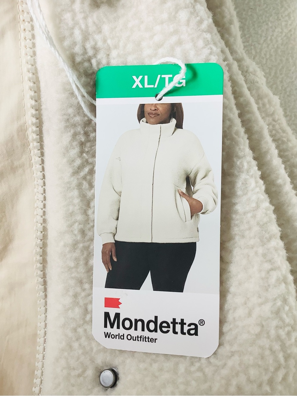 Mondetta Off-White Soft Sherpa and Crinkle Trim Fleece Jacket Women’s Sz. XL - Picture 7 of 11